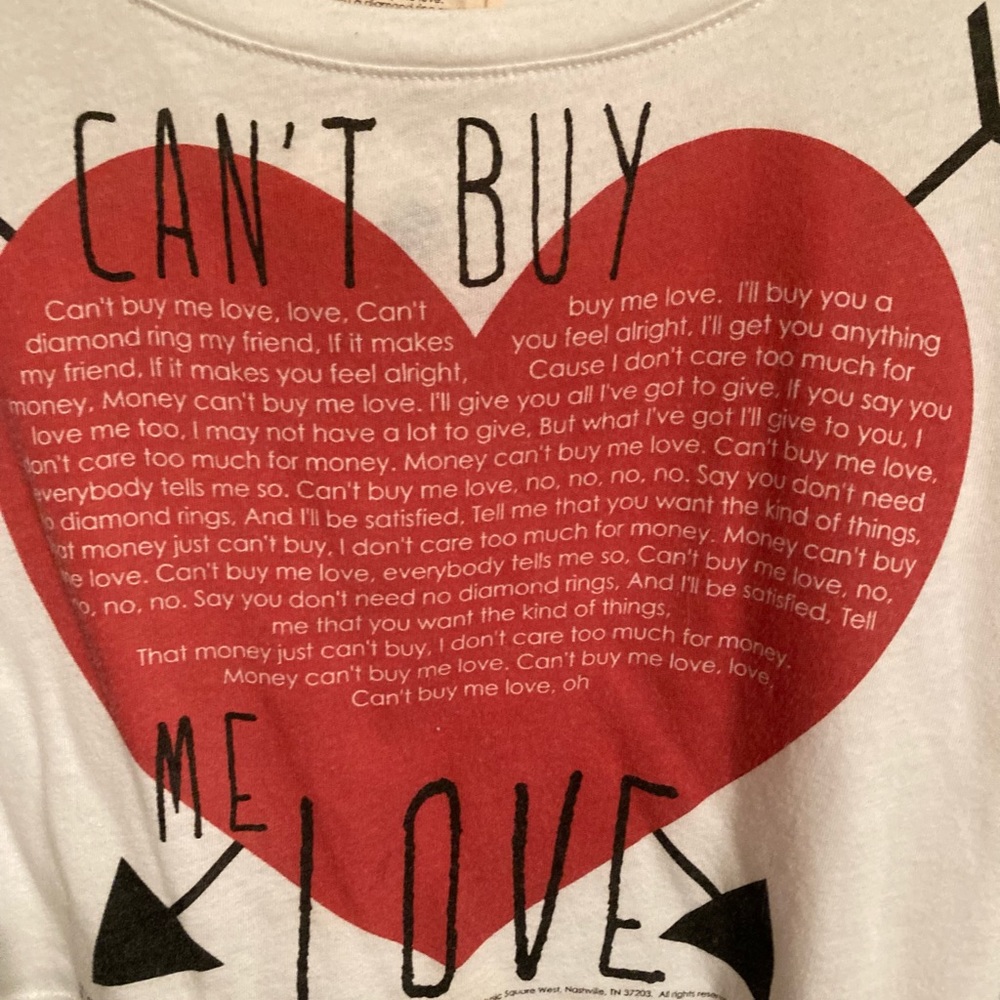 Beatles can’t buy me love crop T-shirt